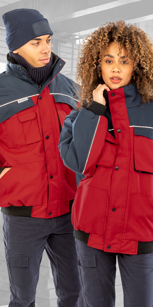 male & female in orange hi-vis