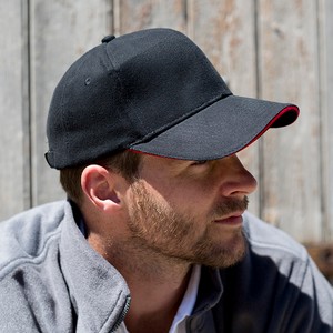 Result Headwear Heavy Brushed Cotton Cap With Scallop Peak And Contrast Trim 