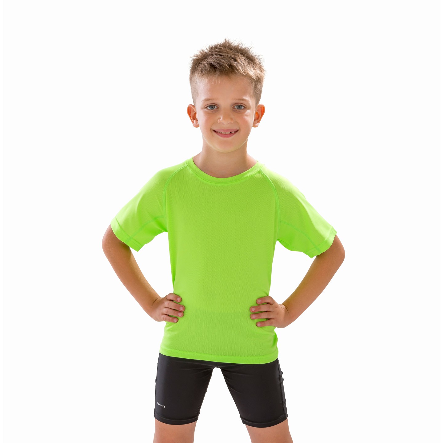 Spiro Junior Body Fit Shorts Sports Fitness Wear Short Athletic Stretch Kids 
